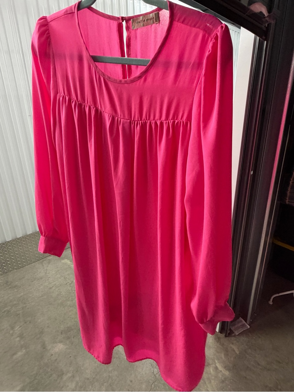 Bright Barbie Pink Long Sleeve Shift Dress